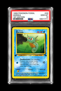 Englische Horsea-Karte 49/62 aus Fossil 1999, 1st Edition, im PSA-10-Slab mit Zertifikatsnummer 59017711